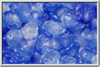 Bl�ten "Flower Cups", 5x7mm, crystal/sapphire, trans., white iris., 25 Stk.