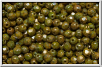 B�hm. Glasschliffperle, feuerpol., 3mm, yellow, op., nebula, 50 Stk.