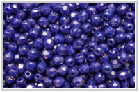 B�hm. Glasschliffperle, feuerpol., 3mm, blue, op., nebula, 50 Stk.