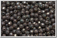 B�hm. Glasschliffperle, feuerpol., 3mm, grey, op., nebula, 50 Stk.