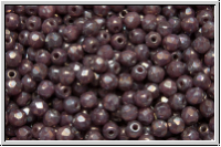 B�hm. Glasschliffperle, feuerpol., 3mm, rose, vintage, op., nebula, 50 Stk.