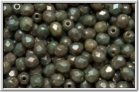 B�hm. Glasschliffperle, feuerpol., 4mm, caramel, op., nebula, 50 Stk.