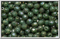 B�hm. Glasschliffperle, feuerpol., 4mm, lime, op., nebula, 50 Stk.