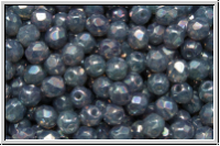 B�hm. Glasschliffperle, feuerpol., 4mm, white, alabaster, nebula, 50 Stk.