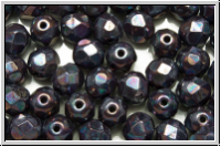 B�hm. Glasschliffperle, feuerpol., 6mm, lavender, op., nebula, 25 Stk.