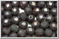 B�hm. Glasschliffperle, feuerpol., 6mm, white, op., nebula, 25 Stk.