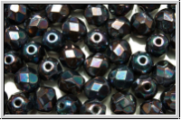 B�hm. Glasschliffperle, feuerpol., 6mm, black, op., nebula, 25 Stk.