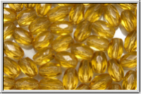 B�hm. Glasschliffperle, Olive, 6x4mm, topaz, trans., 25 Stk.