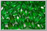 B�hm. Glasschliffperle, Olive, 6x4mm, green, kelly, trans., 25 Stk.