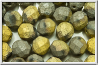 B�hm. Glasschliffperle, feuerpol., 8mm, crystal, trans., california graphite, matt, 10 Stk.
