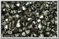 B�hm. Kristallschliffperle, Bicone, 3mm, black, op., full chrome, 50 Stk.