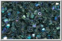 B�hm. Kristallschliffperle, Bicone, 3mm, montana, trans., AB, 50 Stk.