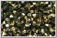 B�hm. Kristallschliffperle, Bicone, 3mm, montana, trans., half brass, 50 Stk.