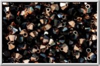 B�hm. Kristallschliffperle, Bicone, 3mm, black, op., half capri gold, 50 Stk.