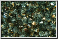 B�hm. Kristallschliffperle, Bicone, 3mm, aqua, trans., half valentinite, 50 Stk.