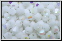 B�hm. Kristallschliffperle, Bicone, 4mm, white, alabaster, AB, 50 Stk.