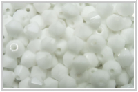 B�hm. Kristallschliffperle, Bicone, 4mm, white, opaque, 50 Stk.