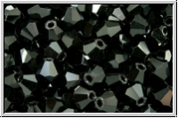 B�hm. Kristallschliffperle, Bicone, 4mm, black, op., 50 Stk.