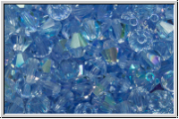 B�hm. Kristallschliffperle, Bicone, 4mm, sapphire, trans., AB, 50 Stk.