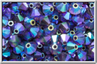 B�hm. Kristallschliffperle, Bicone, 4mm, tanzanite, trans., full AB, 50 Stk.