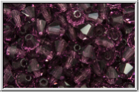 B�hm. Kristallschliffperle, Bicone, 4mm, amethyst, dk., trans., 50 Stk.
