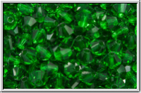 B�hm. Kristallschliffperle, Bicone, 4mm, chrysolite, dk., trans., 50 Stk.