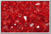 B�hm. Kristallschliffperle, Bicone, 4mm, siam, lt., trans., 50 Stk.