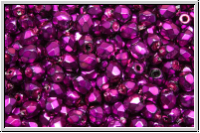 B�hm. Glasschliffperle, feuerpol., 3mm, black, op., heavy metal magenta, 50 Stk.