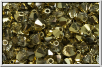 B�hm. Kristallschliffperle, Bicone, 4mm, crystal, trans., half brass, 50 Stk.