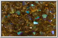 B�hm. Kristallschliffperle, Bicone, 4mm, topaz, smoke, trans., AB, 50 Stk.