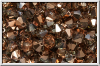 B�hm. Kristallschliffperle, Bicone, 4mm, crystal, trans., half capri gold, 50 Stk.