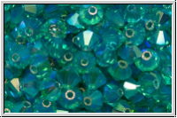 B�hm. Kristallschliffperle, Bicone, 4mm, aqua, trans., full AB, 50 Stk.