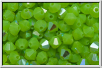B�hm. Kristallschliffperle, Bicone, 4mm, green, lime, opal, AB, 50 Stk.