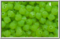 B�hm. Kristallschliffperle, Bicone, 4mm, green, lime, opal, 50 Stk.