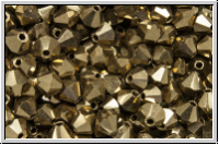 B�hm. Kristallschliffperle, Bicone, 4mm, bronze, gold, met., 24kt, 50 Stk.