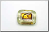b�hm. Lampenperle, Silbereinzug, Rechteck mit Fenster, lt.topaz/orange, 1 Stk.