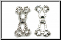 Haken/�se-Verschluss "Strass", 40x19mm, antiksilberfb., Metall, 1 Stk.