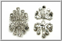 Haken/�se-Verschluss "Strassf�cher", 40x24mm, antiksilberfb., Metall, 1 Stk.