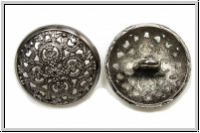 Knopf "Filigrane Rose", 17,5mm, antiksilberfb., Metall, 1 Stk.