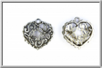 Anh�nger "Blumenherz, filigran", 20x20mm, antiksilberfb., Tibetsilber, 1 Stk.