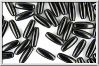 B�hm. Glasperle, Olive, 13x4,5mm, black, opaque, 15 Stk.
