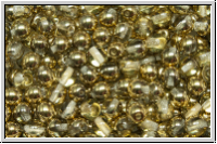 b�hm. Glasperle, rund, 4mm, crystal, trans., half brass, 50 Stk.