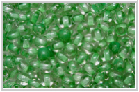 b�hm. Glasperle, rund, 4mm, crystal, trans., lt. green-ld., 50 Stk.