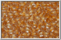 b�hm. Glasperle, rund, 4mm, crystal, trans., dk. orange-ld., 50 Stk.