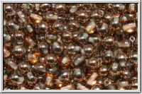 b�hm. Glasperle, rund, 4mm, crystal, trans., half capri gold, 50 Stk.