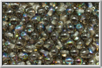 b�hm. Glasperle, rund, 4mm, crystal, trans., graphite AB, 50 Stk.