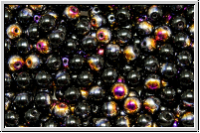 b�hm. Glasperle, rund, 4mm, black, op., half sliperit, 50 Stk.
