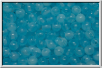 b�hm. Glasperle, rund, 4mm, aqua, trans., wolkig, 50 Stk.