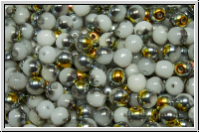 b�hm. Glasperle, rund, 4mm, white, alabaster, half marea, 50 Stk.