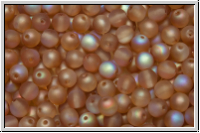 b�hm. Glasperle, rund, 4mm, crystal, trans., orange AB, matte, 50 Stk.